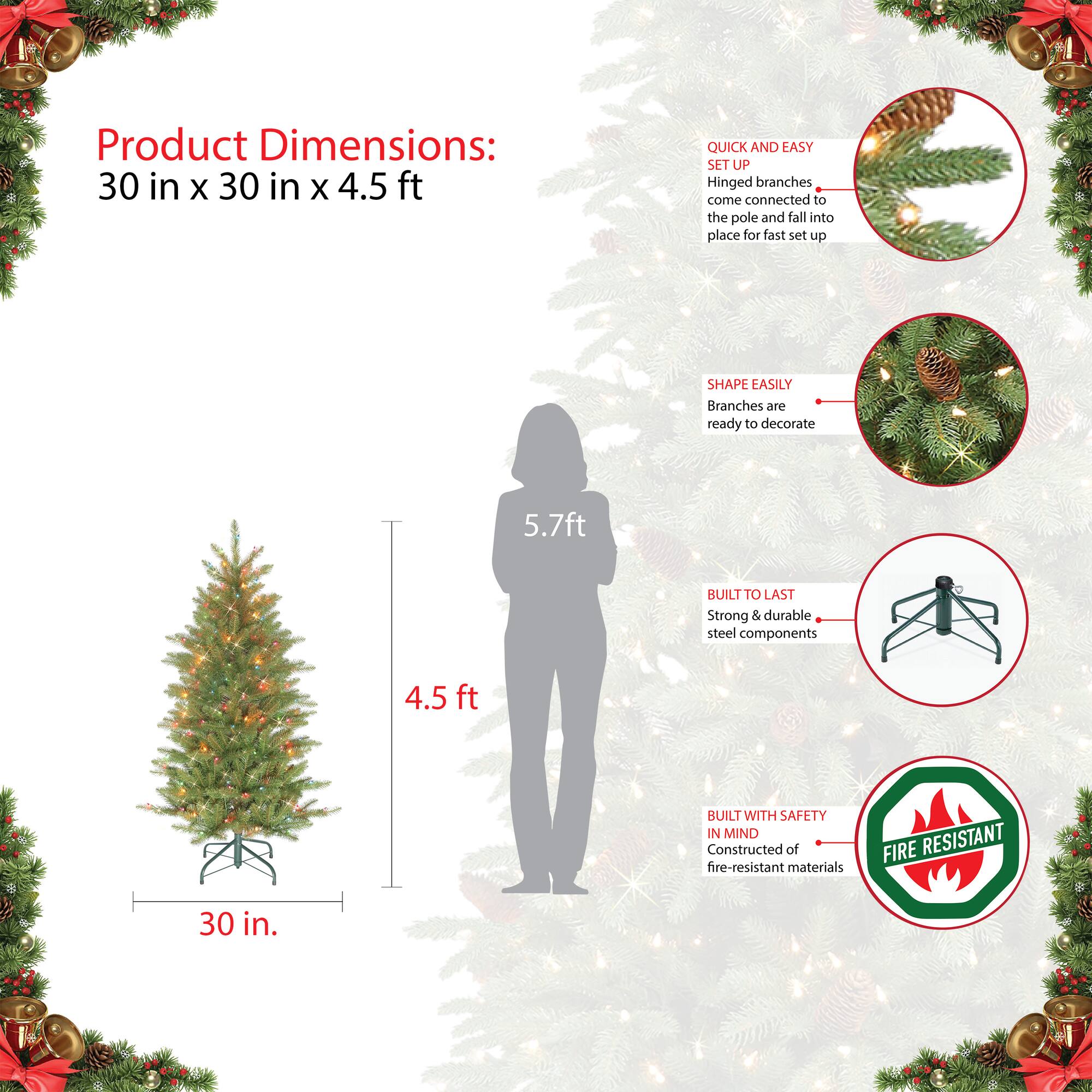 6 Pack: 4.5ft. Pre-Lit Slim Fraser Fir Artificial Christmas Tree, Clear Lights